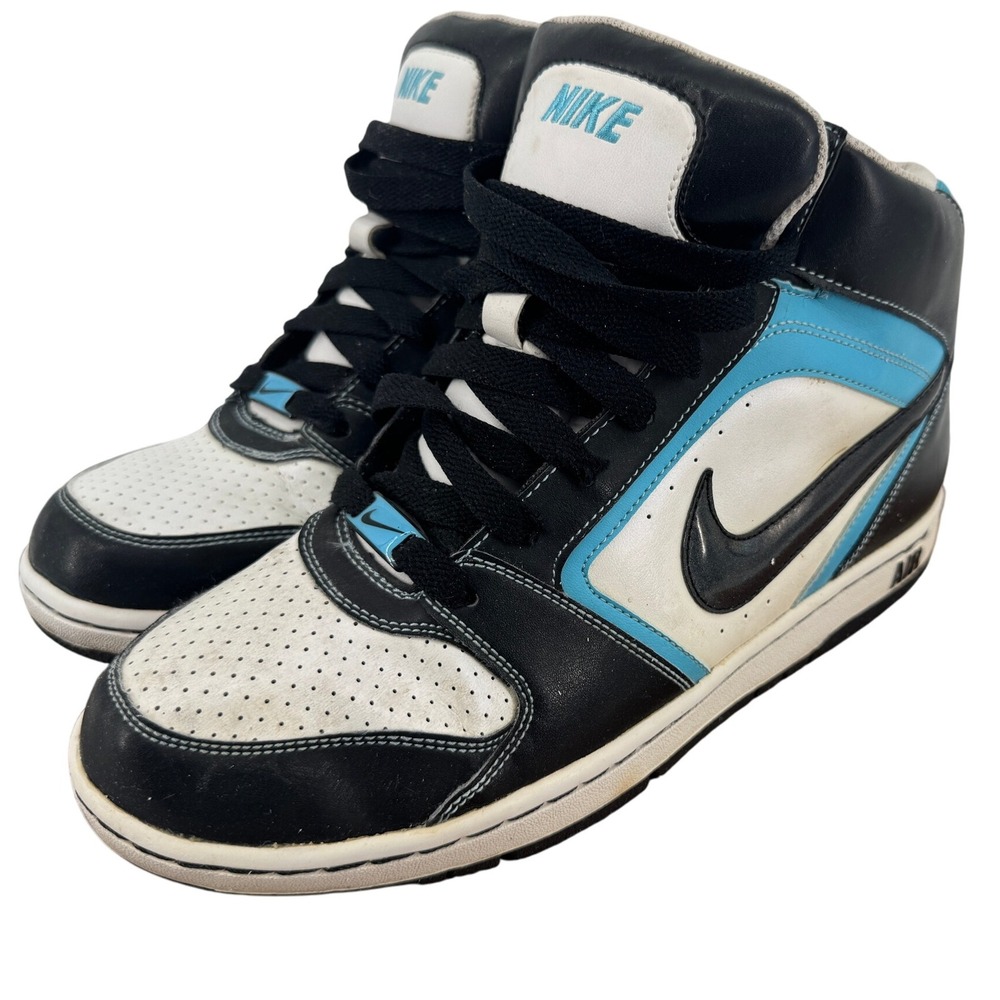 Nike Air High Top 334480-105 Prestige Basketball Men 8 women 9 Black White Blue
